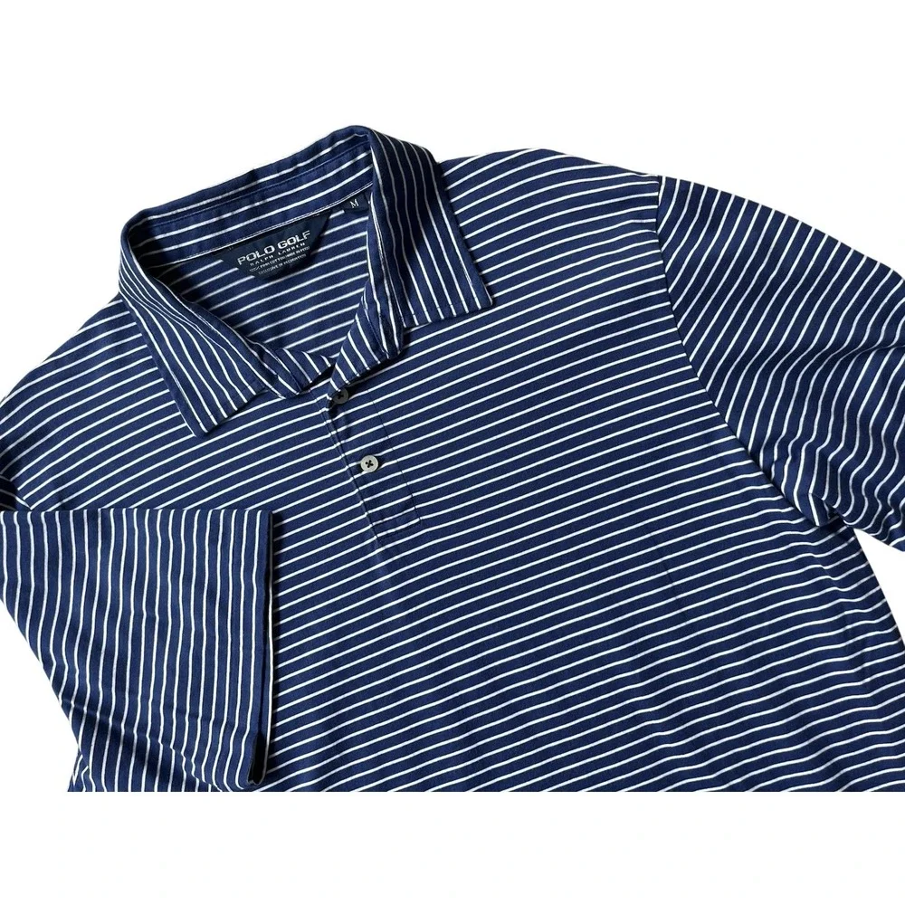 Polo Golf Ralph Lauren‎ Polo Shirt Mens M Pony Blue/White Striped Short Sleeve